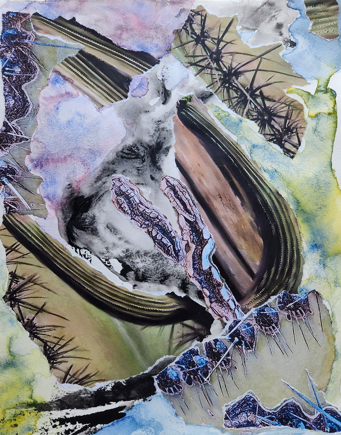 Saguaro Surprise Mixed Media - watercolor and digital photography